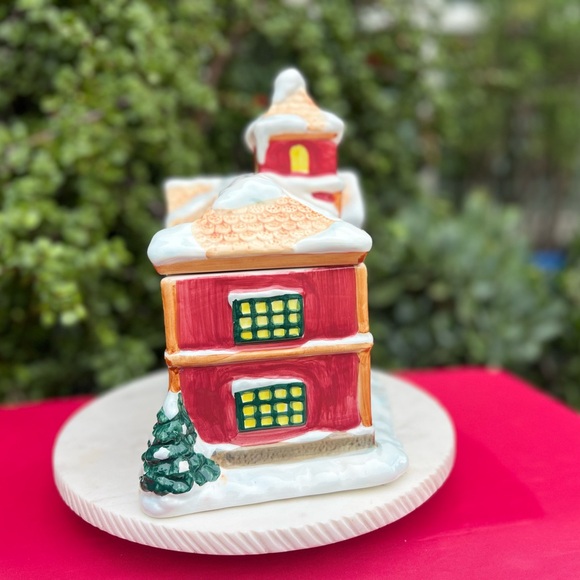 Festive Holiday Village House Cookie Jar World Bazaar...